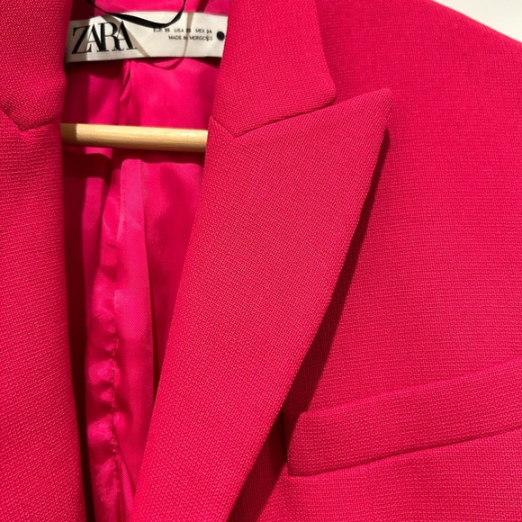 Zara Fuchsia Pink Doible Breasted Blazer - Picture 6 of 8